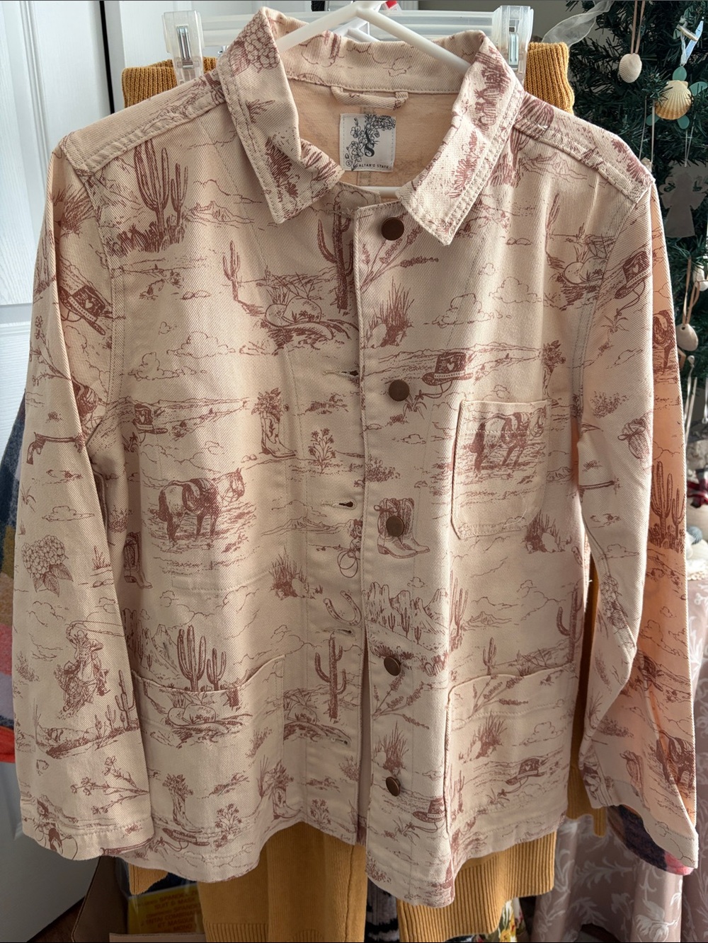 NWOT Altar'd State Cream Jacket with Dusty Rose Western Print